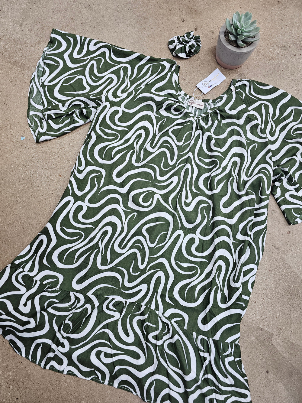 Kathy Swirl Green Dress