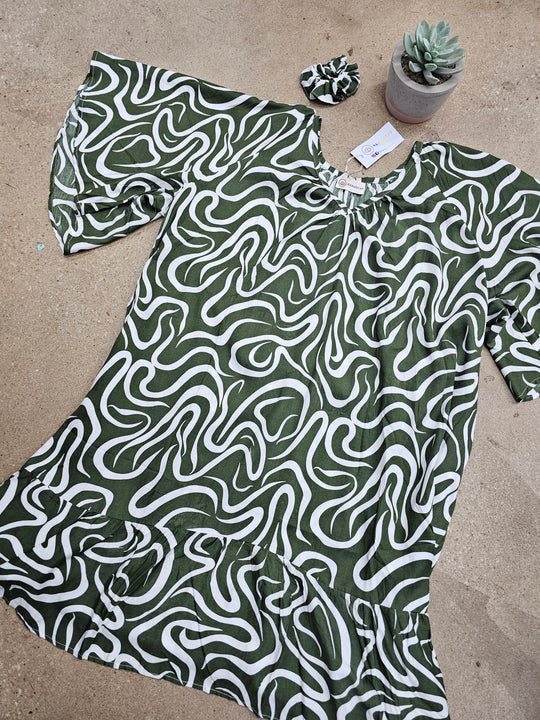 Kathy Swirl Green Dress