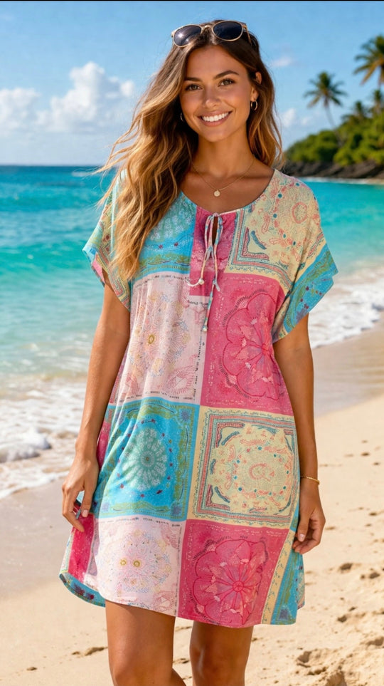 Net Multi Color Beach Dress