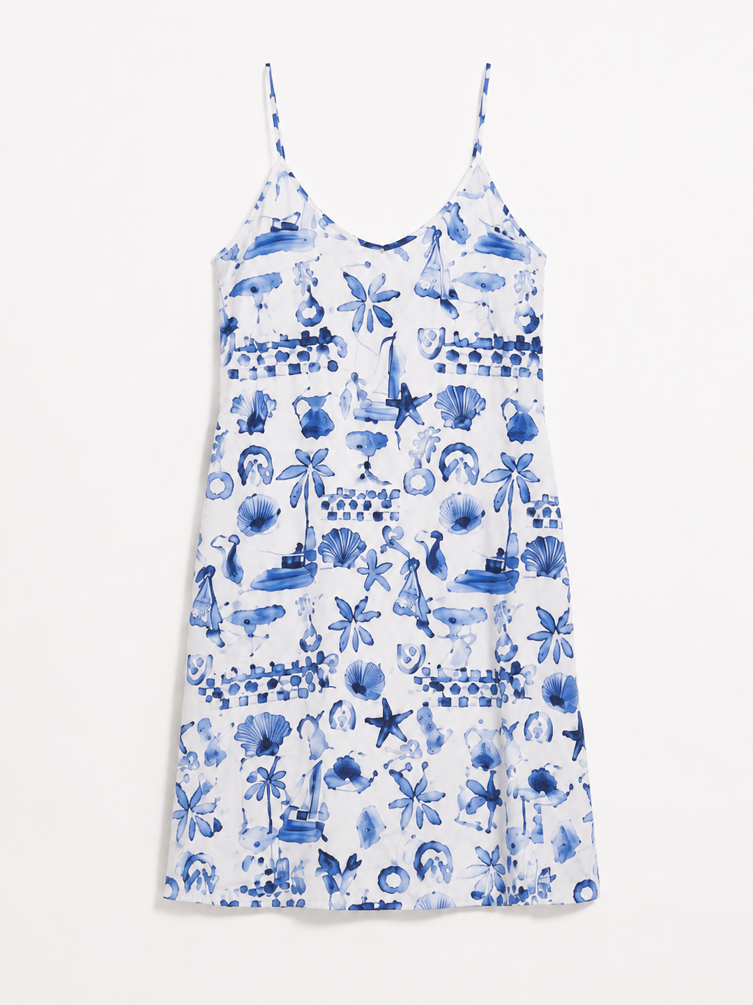 Andrea Coastal Print Cotton Dress — Breathable & Beach-Ready