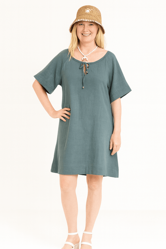 Jill DressStay cool and stylish in the Jill Linen Dress. A relaxed-fit, breathable short sleeve dress perfect for summer days, vacations, or casual outings.