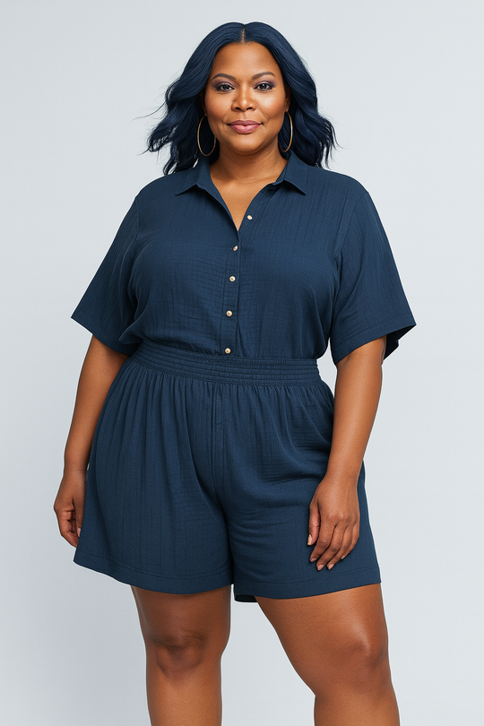 Short Rayon- Navy