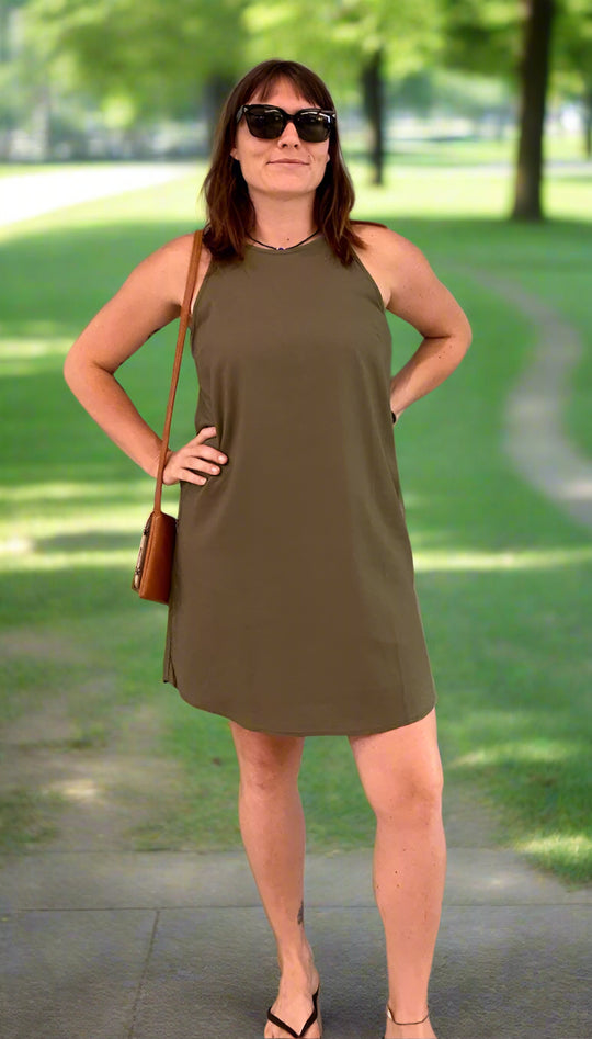 Linen Dress - Olive
