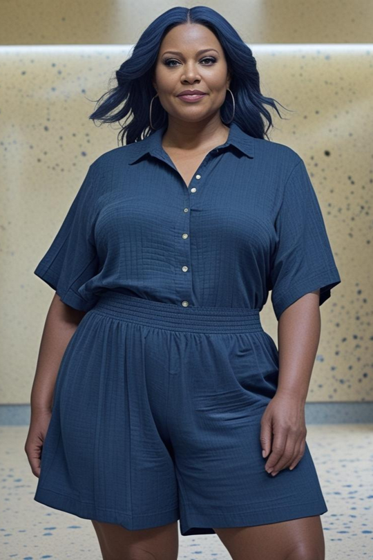Short Rayon- Navy