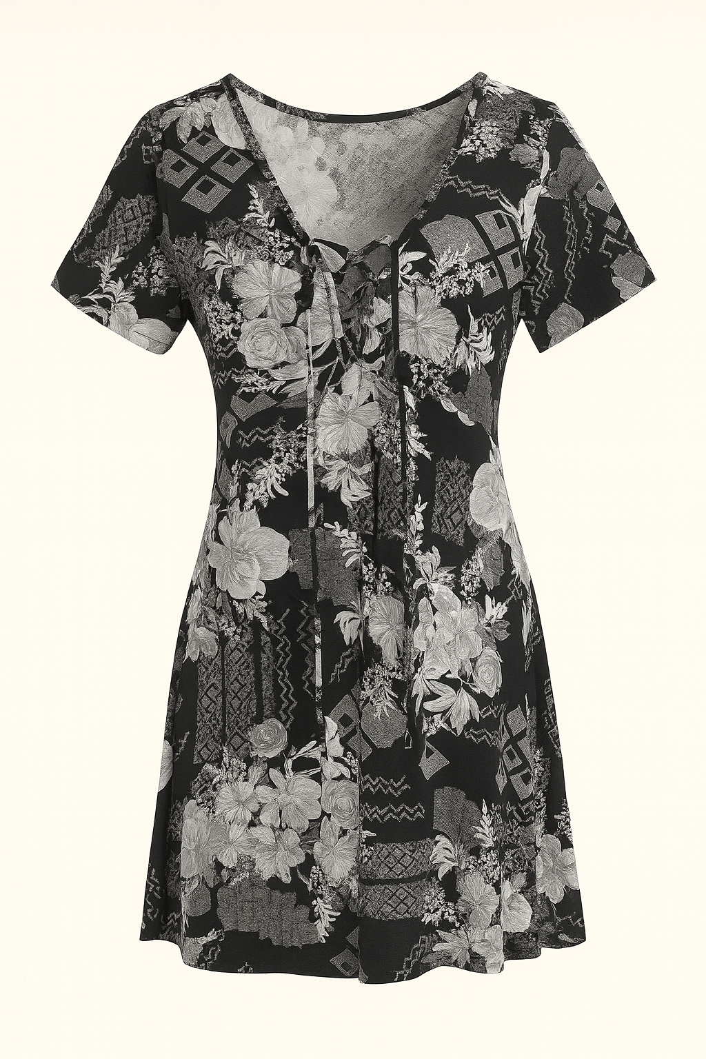 Volcom V-Neck Summer Dress navy floral print front view