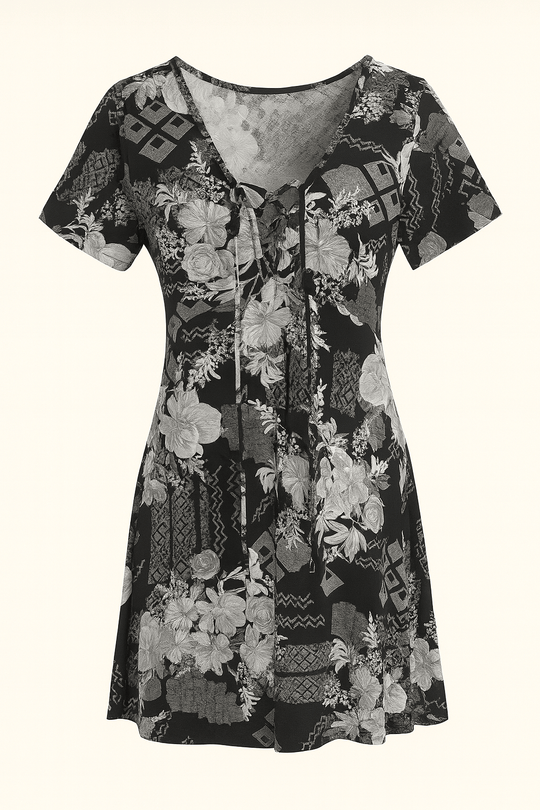 Volcom V-Neck Summer Dress navy floral print front view