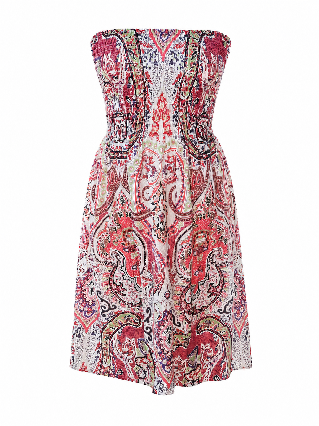 Elisha Strapless Red Multicolor Dress