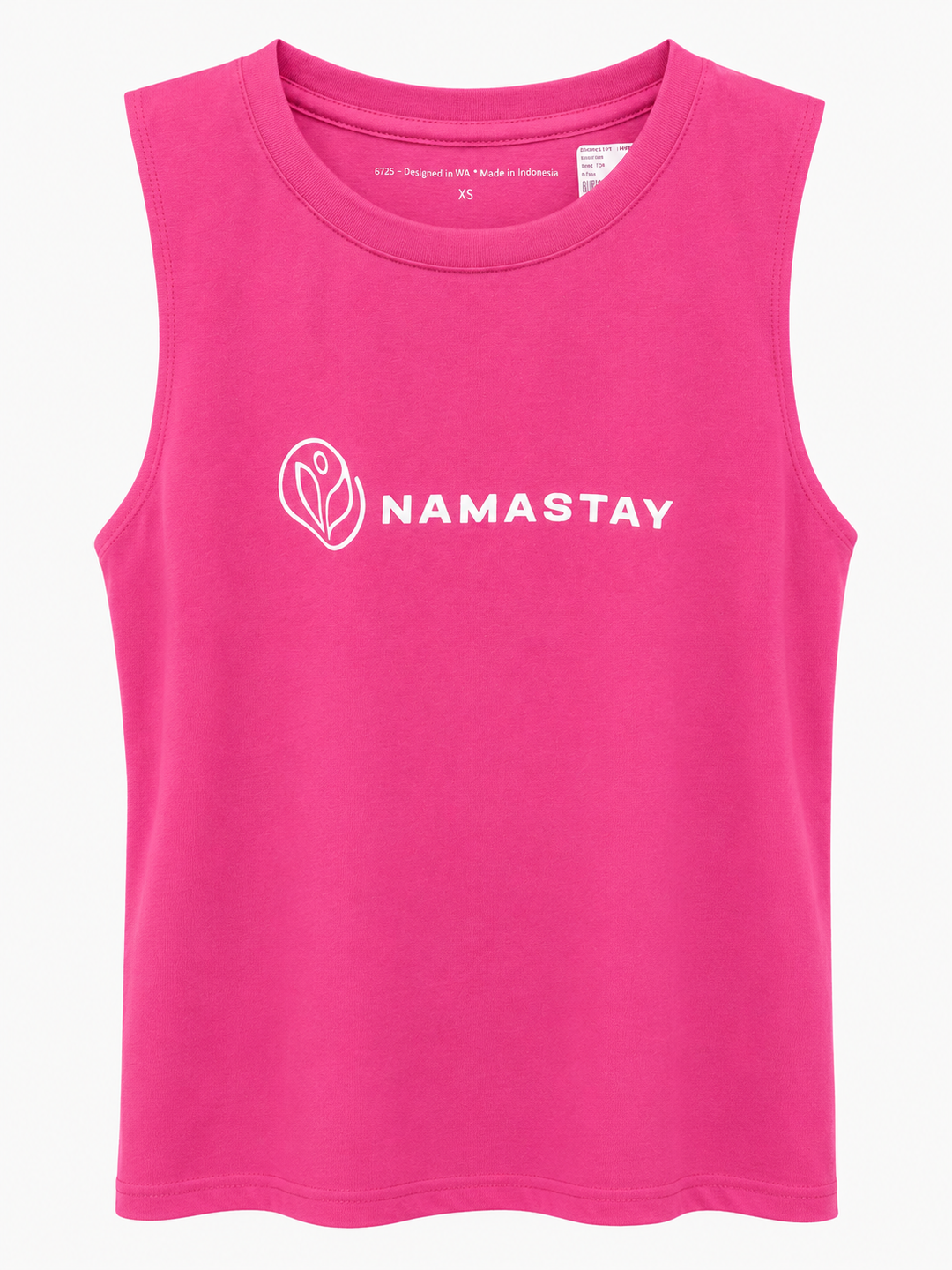 pink breathable cotton logo tank top — Namastay Broome