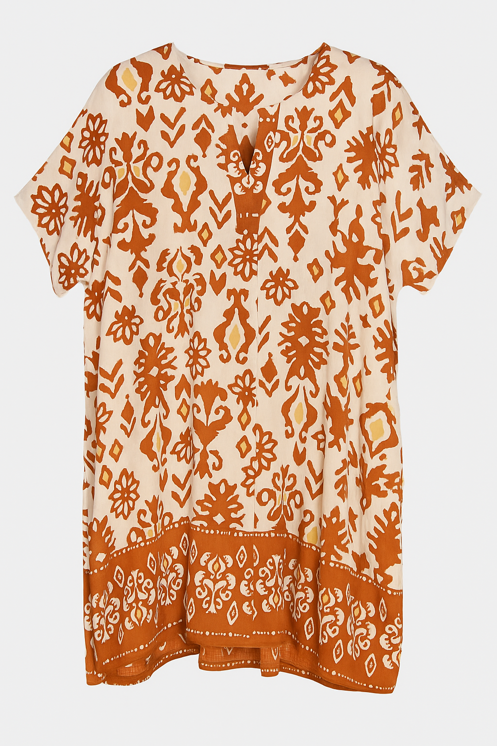 Women's Orange Floral Dress - Net Dress featuring a stylish boho design with a relaxed fit and short sleeves.