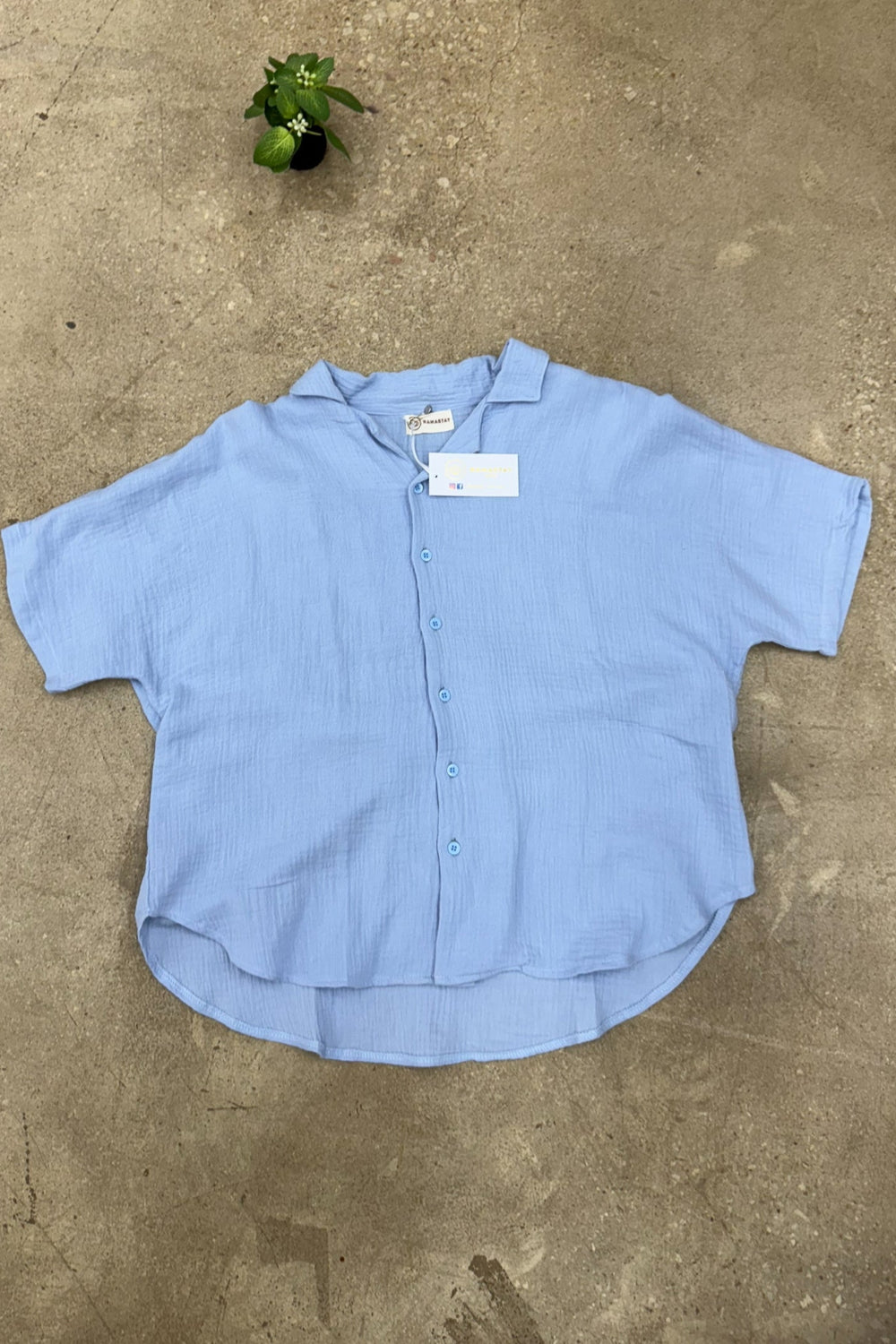 Women's Rayon Button Down Shirt - Light Blue