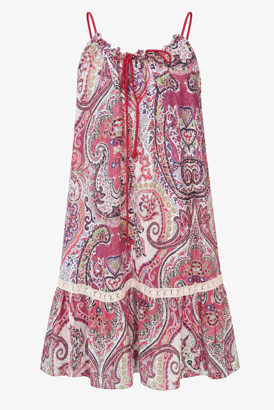 Tarn Dusty Rose Paisley Tiered Cami Sundress